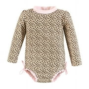 Hudson Baby Girls Rashguard Baby Swimsuit, Leopard, 9-12 Months